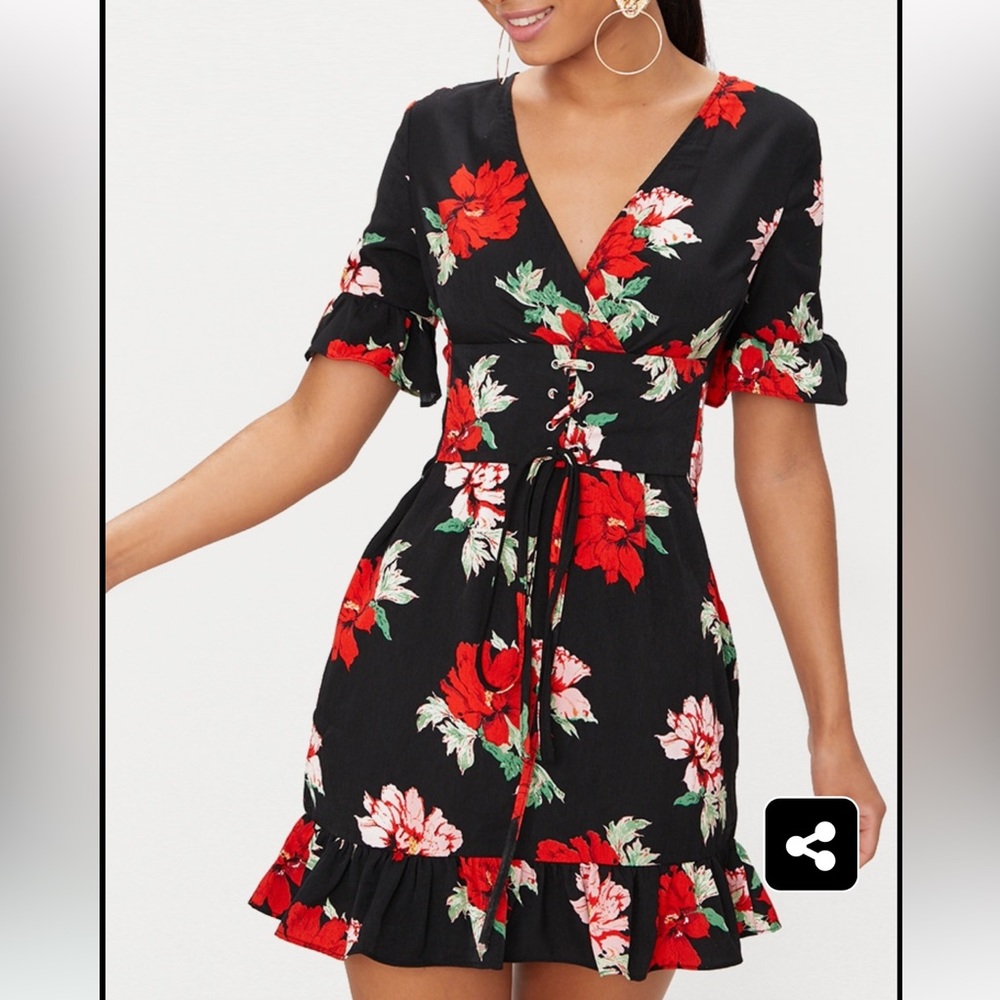 NWT pretty little thing floral corset dress size us 10 - Picture 4 of 6